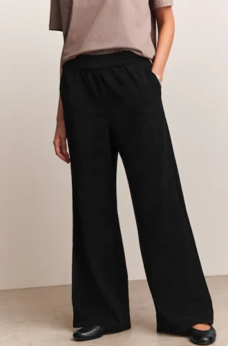 Black Wide Leg Soft Cord Trousers
