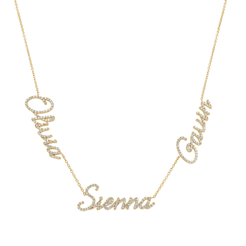 Multi Diamond Custom Script Name Necklace